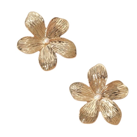 Anthropologie Jewelry Gold Flower Pearl Earrings Poshmark